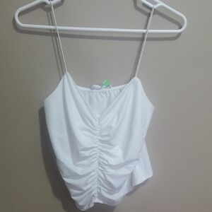 Gaze White Ruched Camisole Top Size Medium
